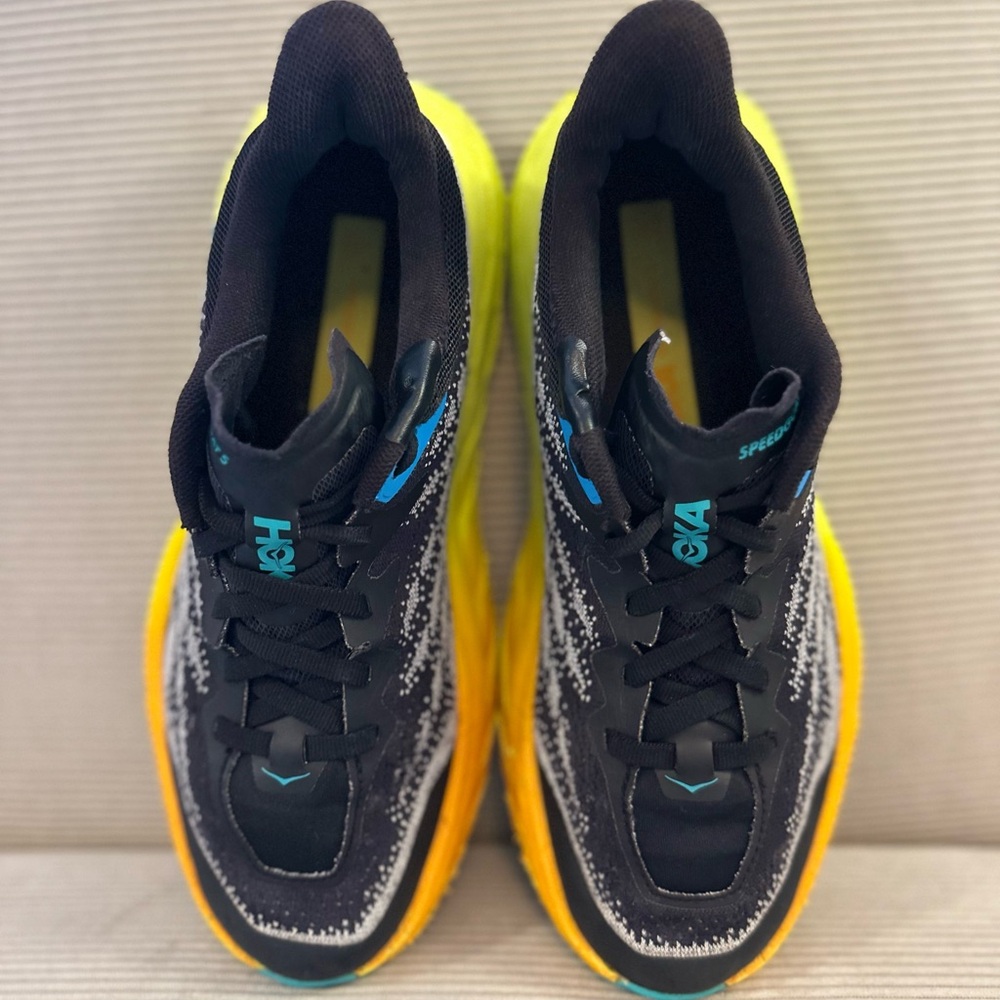 Hoka Women's Black & Yellow Speedgoat Trail Running Shoes Size 7 - Picture 9 of 10